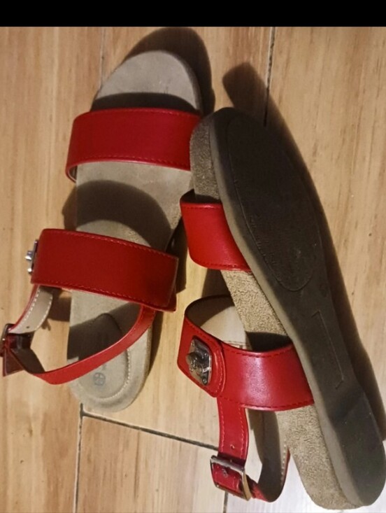 Gianni Bini Shoes - Gianni Bini Red Leather Double-Strap Slingback Sandals